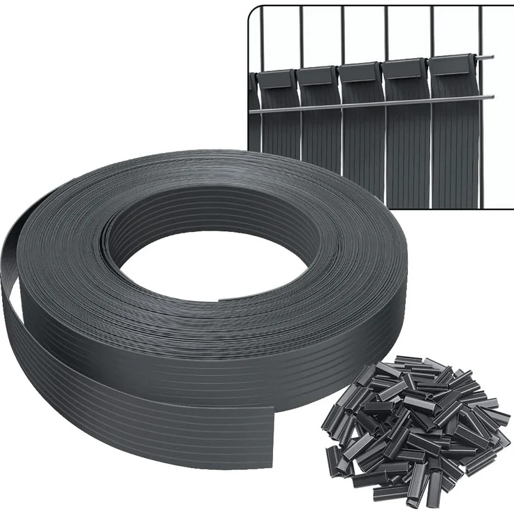 VOUNOT Sichtschutzstreifen für Doppelstabmatten 300m x 4.7cm, PVC Sichtschutz Zaun mit 600 Clips, Grau