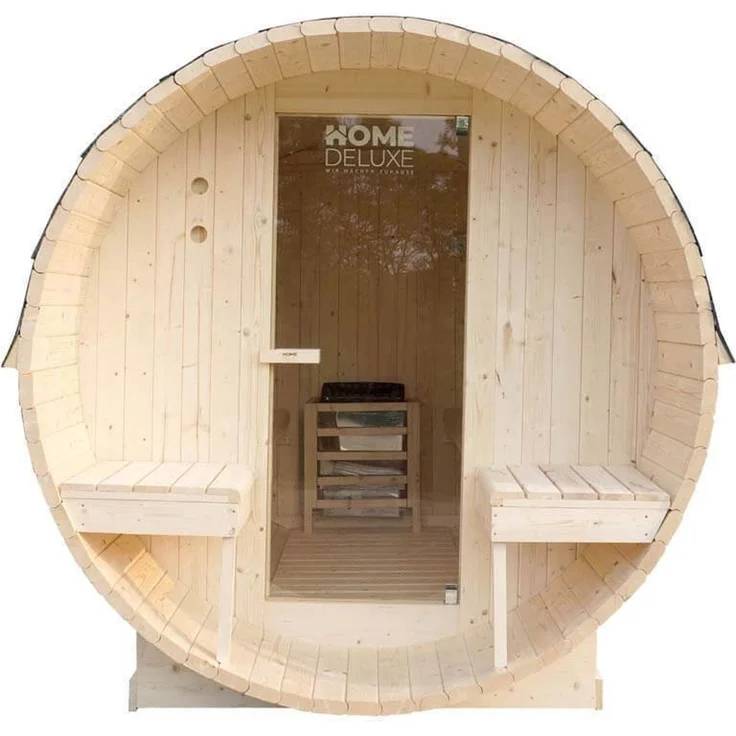 XXL Luxus Outdoor Fasssauna 195x220 cm SET Sauna inkl. 8 KW Saunaofen 4 Pers. – Bild 3
