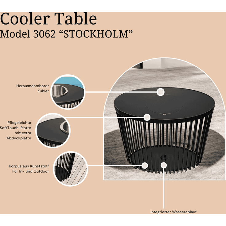 COOTAB Cooler Table STOCKHOLM 3-in-1 Loungetisch mit Acryl-Kühler – Bild 3