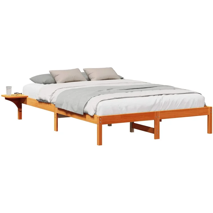 vidaXL Bettrahmen Wachsbraun 140 x 200 cm Massives Kiefernholz 873189 – Bild 2