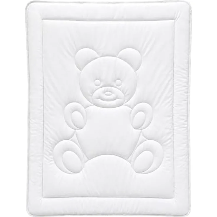 KiGATEX Babybettdecke 100x135 cm – Ganzjahresdecke mit Bärchensteppung, Füllung: 100% Polyester, weich, bei 95°C waschbar, haut- und allergikerfreundlich