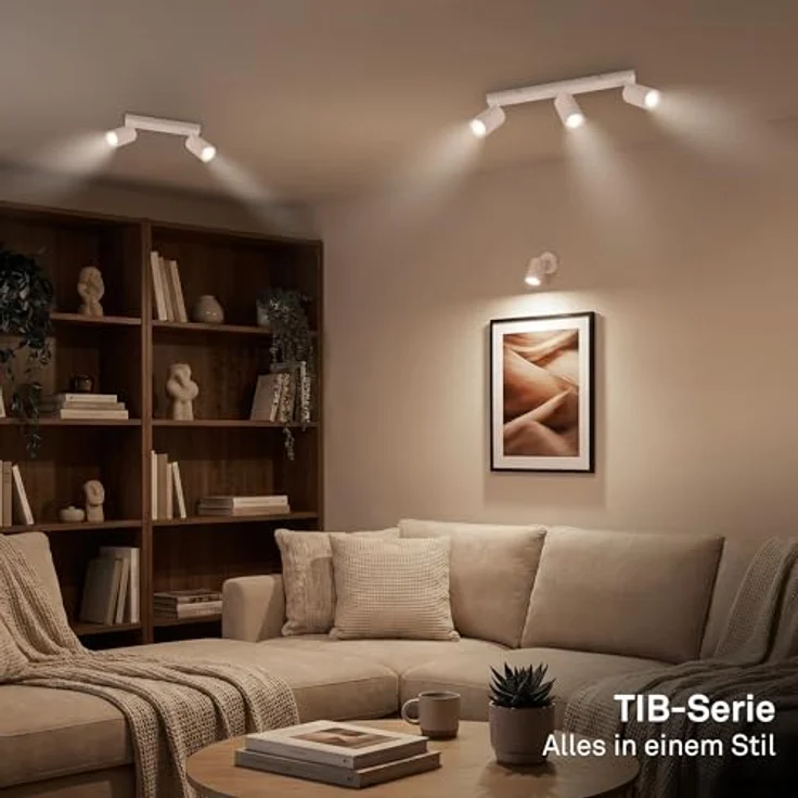 BRILONER - Deckenlampe schwenkbar, GU10 Fassung, max. 9 W, Deckenleuchte, Lampe, Wohnzimmerlampe, Schlafzimmerlampe, Küchenlampe, Deckenstrahler, Deckenbeleuchtung, Flurlampe, 25,5 cm, Beige – Bild 8