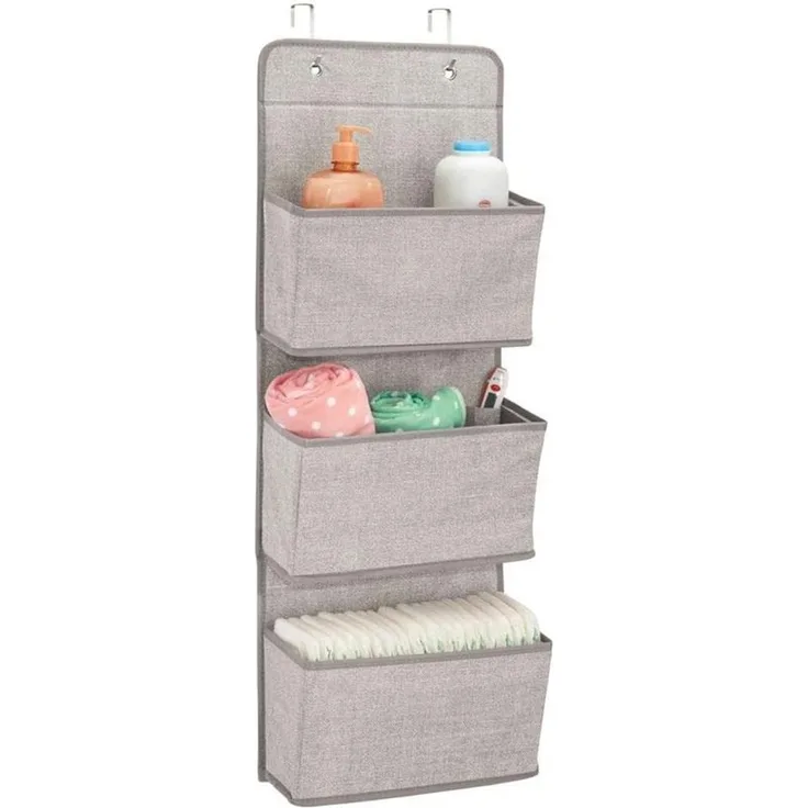 Hängeaufbewahrung Taschengarderobe mDesign Hängesystem mit 3 Taschen Leinen