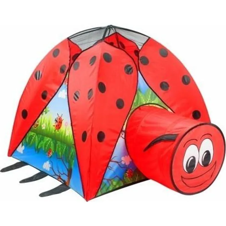 Outdoor active Igluzelt mit Tunnel im Marienkäferdesign