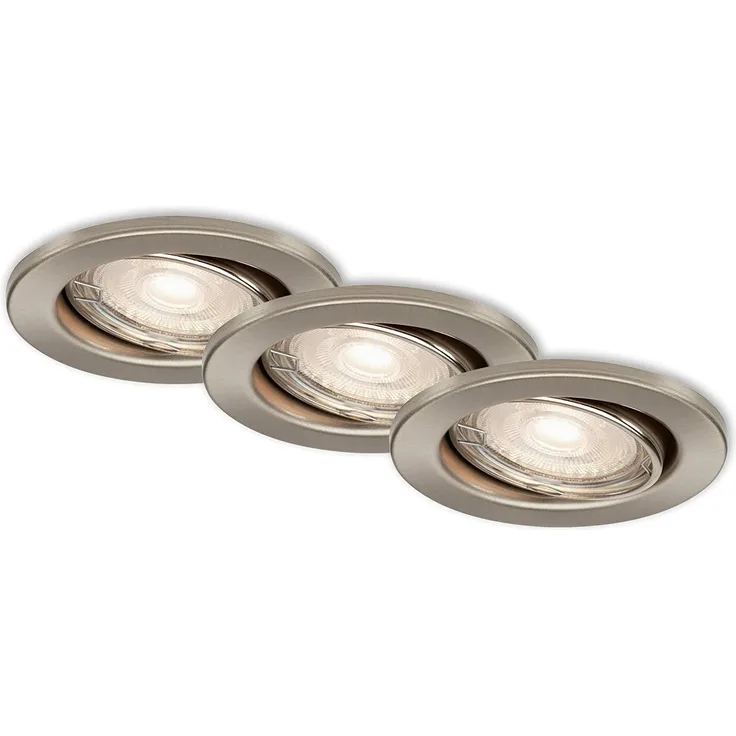 Di-Ka LED Einbauleuchte Sten 3er Set nickel-matt Ø 8,5 cm GU10 5 W