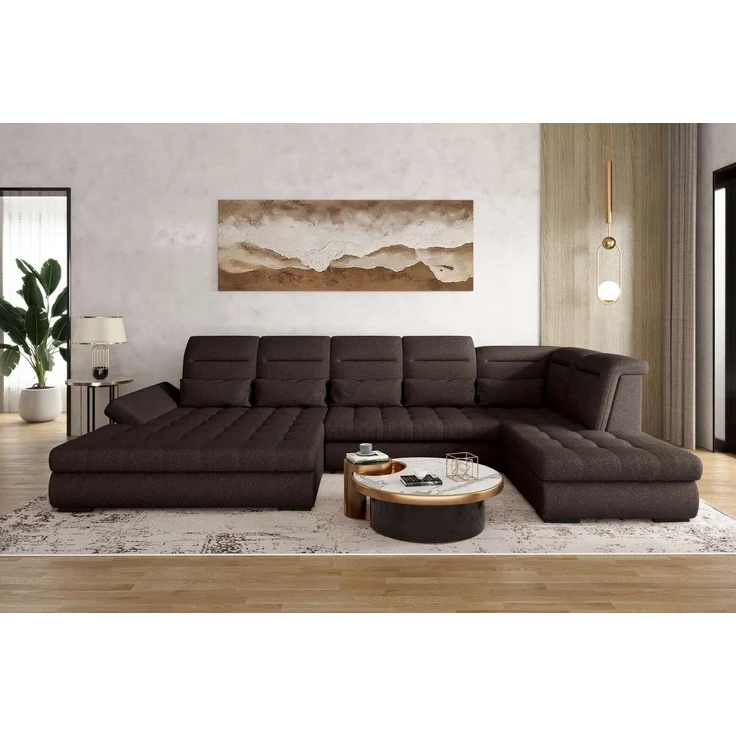 99rooms Toscana Wohnlandschaft Velours VOGUE Braun Links – Bild 1