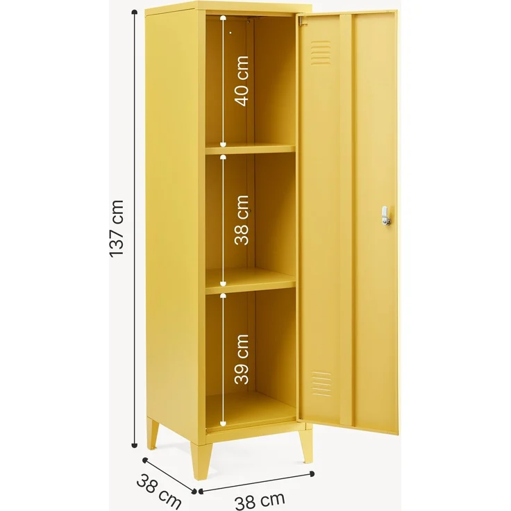Einzelspind Kurikka 137x38x38 cm Gelb [en. casa] – Bild 5