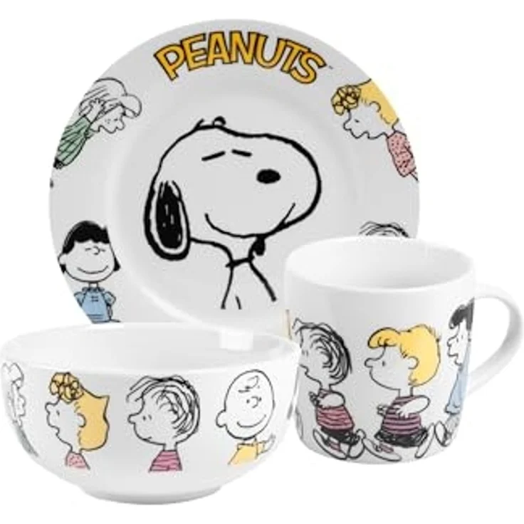 United Labels® Frühstücks-Geschirrset Peanuts Snoopy - Family - Set, 3-tlg, 1 Personen, Porzellan – Bild 1