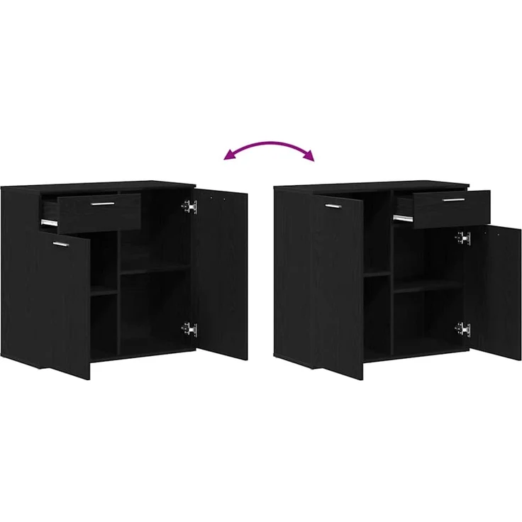 vidaXL Sideboard Schwarz Eichen-Optik 80x36x75 cm Holzwerkstoff 862010 – Bild 9