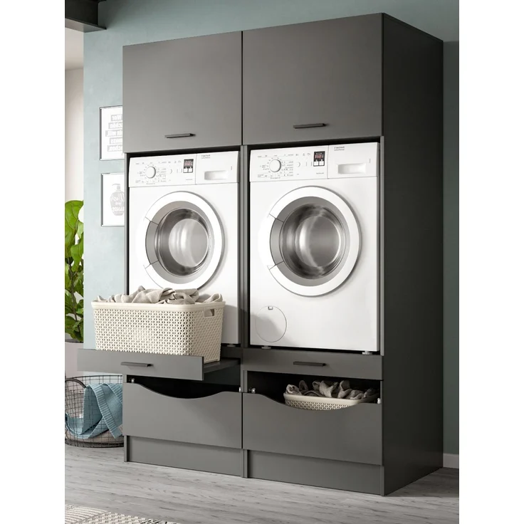 Waschmaschinenumbau Set Flexy in grau 132 x 195 cm – Bild 1
