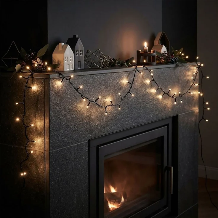 Spetebo LED-Lichterkette Weihnachts Lichterkette warm weiß - 80 LED / 6 m, 80-flammig, Garten Deko Beleuchtung für Außen und Innen – Bild 2