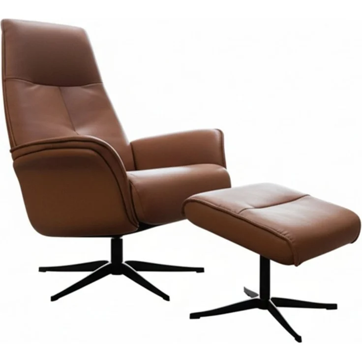 KAWOLA Relaxsessel JOSIANE Leder braun Komfort Drehsessel – Bequem, 360° drehbar, Relaxfunktion, Kopfstütze, inklusive Fußhocker – Bild 5