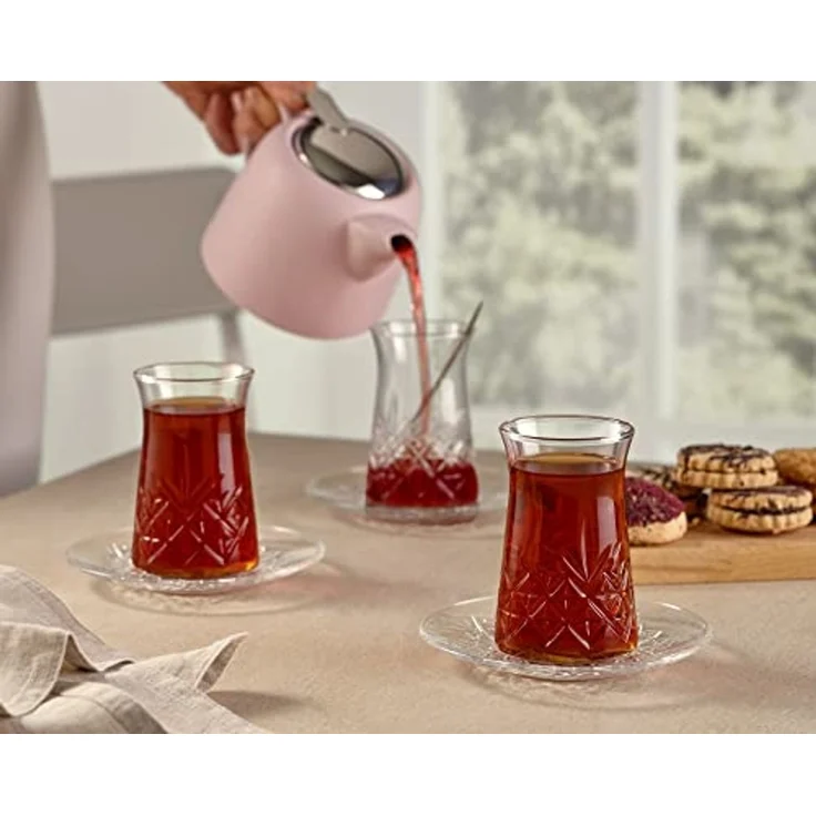 Pasabahce Timeless 96991 Teeglas Set 12 Teilig mit Untertassen 132ml aus Glas transparent – Bild 6