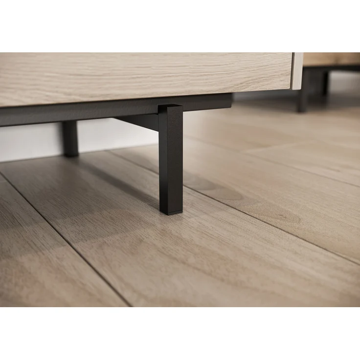 Germania Couchtisch 1300-627 GW-Cantoria, in Eiche/Schwarz, mit zwei Klappen, 112 x 37 x 53 cm (BxHxT) – Bild 4