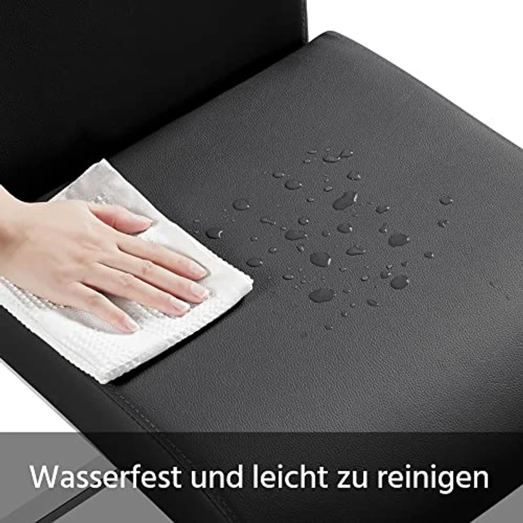 Yaheetech Esszimmerstühle 2er Set Esszimmerstuhl Schwingstuhl Freischwinger, 135 kg belastbar schwarz Kunstleder – Bild 8