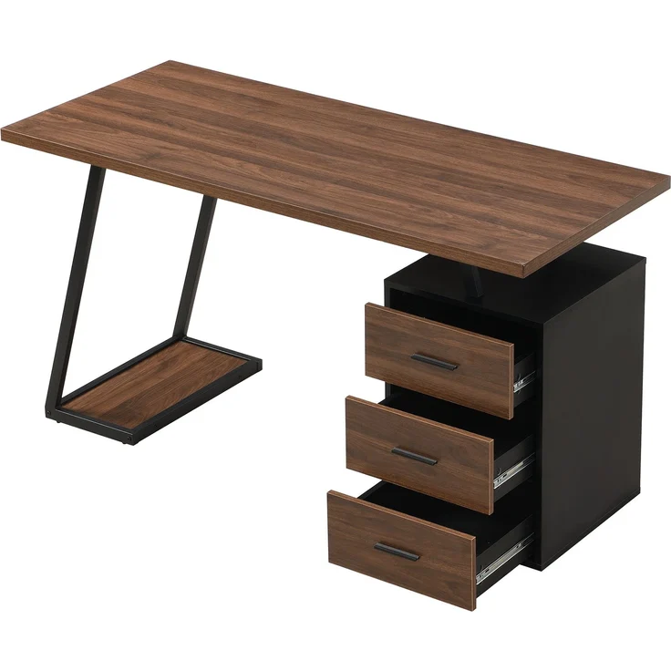 old sku:LY316258AAB,Bürotisch Arbeitstisch Ablage Basteltisch Industrial Schreibtisch 138.5cm mit 3 Schubladen – Bild 10