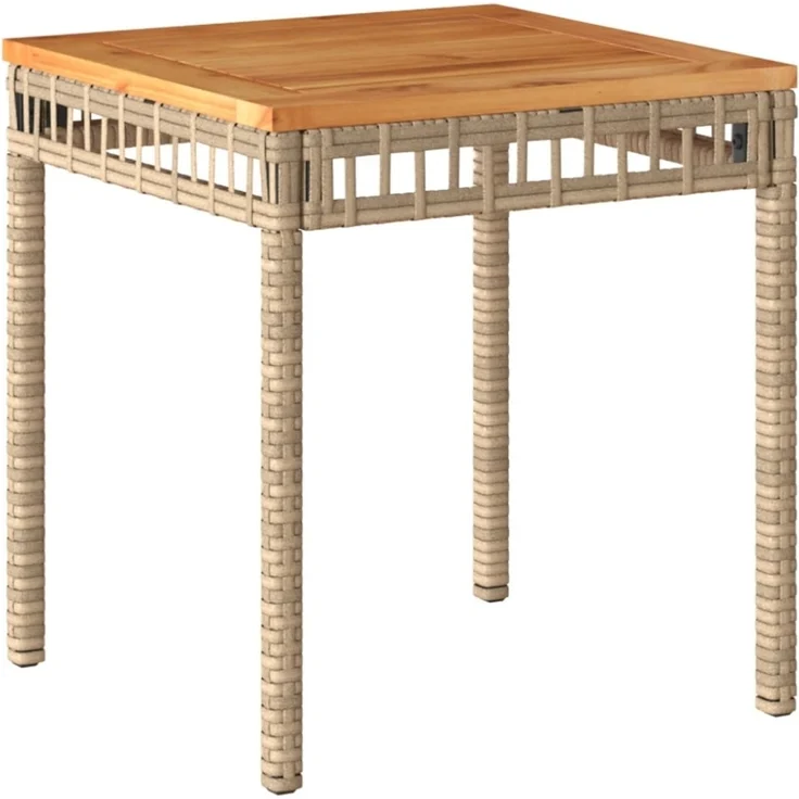 vidaXL 3-tlg. Bistro-Set mit Kissen Beige Poly Rattan Akazienholz 365861 – Bild 9
