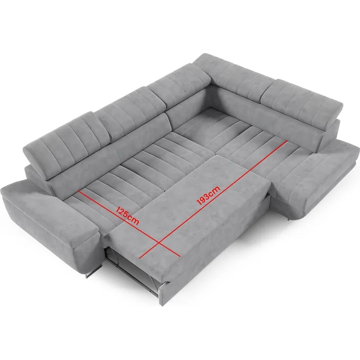Ecksofa BENET L-Form Sofa mit Schlaffunktion und Bettkasten, verstellbare Kopfstützen, Sofa fürs Wohnzimmer- Kronos 01, 80 x 201 x 271 cm – Bild 3