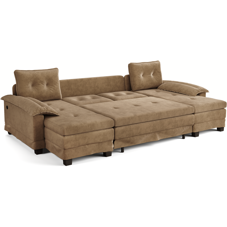 ZUBALIYA Schlafsofa 127x87 cm, mit USB - Anschluss, mit Ausziehbett, mit Chenille - Bezug, mit Samtbezug, modular aufgebaut, Weiß – Bild 18