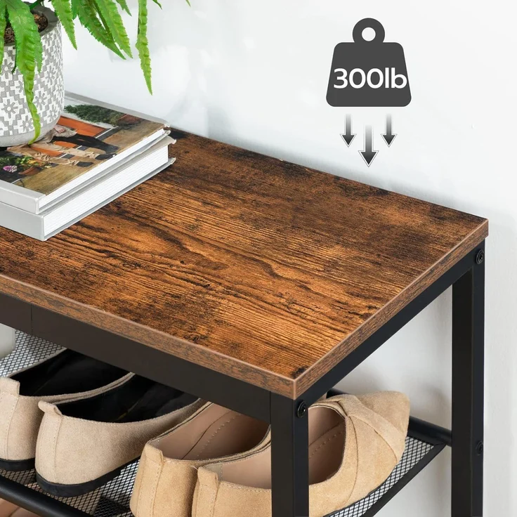 Hoobro SCHUHREAL BRAUN Holzspanplatte Aufbewahrungsbank (H 48.5 x T 75 x B 28.5 cm) – Bild 5