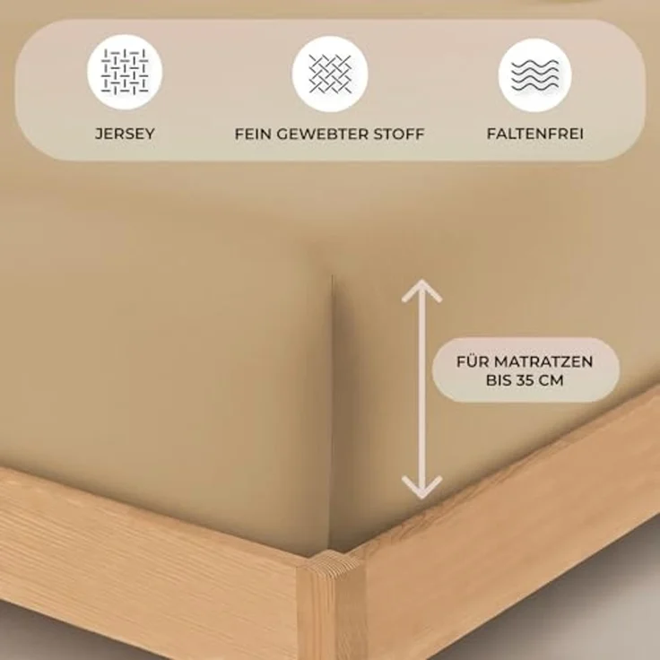 Buymax® Wasserbett Spannbettlaken Stretch 180x200-200x220 cm für Wasserbetten und Boxspringbetten Bettbezug für Matratzen bis 35 cm Matratzenhöhe, Beige Sand – Bild 3