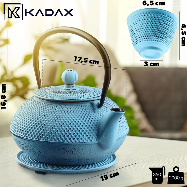 KADAX Teekessel, Gusseisen-Teekanne, 850 ml, 2 Tassen-Set – Bild 3