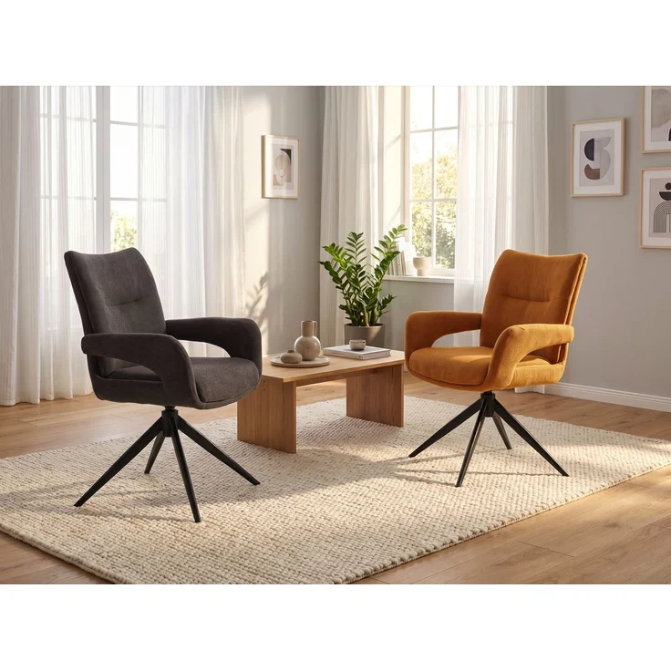 LC Home Esszimmerstuhl »Alto« Webstoff grau – drehbarer Armlehnstuhl & Polsterstuhl – Bild 2