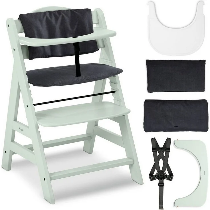 Hauck Hochstuhl Alpha Plus Mint - Charcoal, Mitwachsender Kinderhochstuhl mit Essbrett Click Tray & Sitzkissen – Bild 5