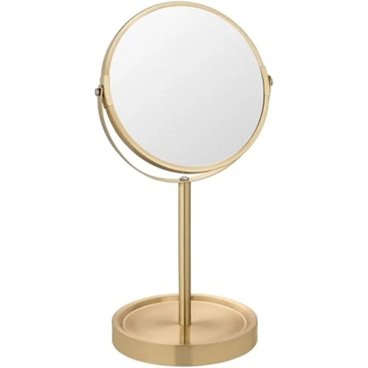 WENKO ALATA Kosmetikspiegel Ø 17 cm, Gold, mit 3-fach Vergrößerung, stehend – Bild 2