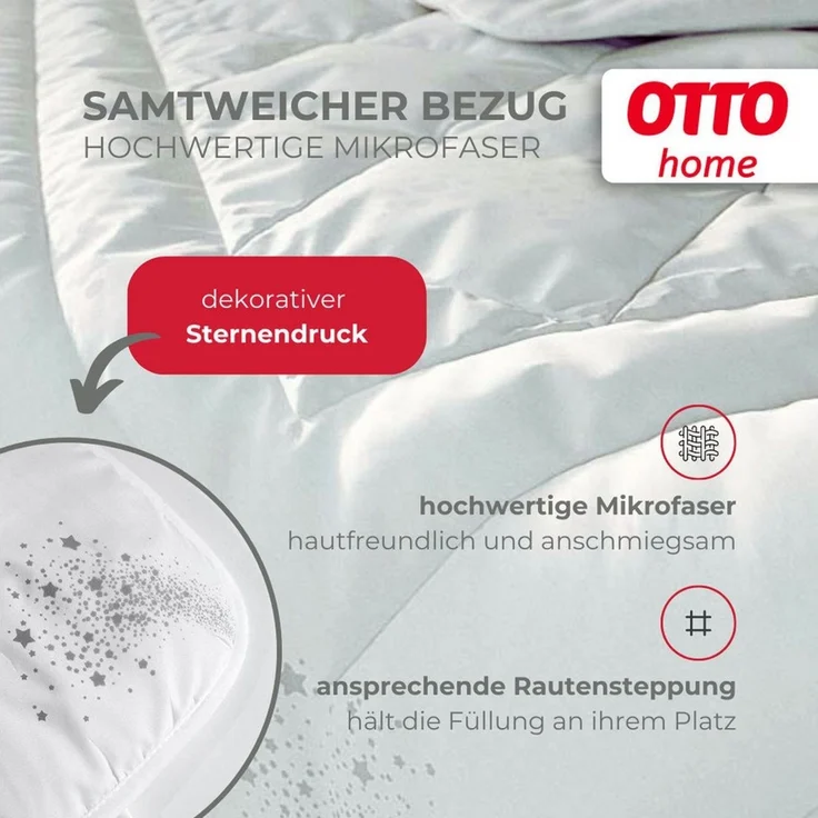 OTTO home Microfaserbettdecke oder Baumwollbettdecke Baca, Bettdecke 135x200 cm & weitere Größen, Füllung: hochwertige 6D-Hohlfaser oder reine Baumwolle, Bezug: 100% Polyester oder 100% Baumwolle, Bettdecke, Sommer, Winter, 4-Jahreszeiten, Sternendruck – Bild 2