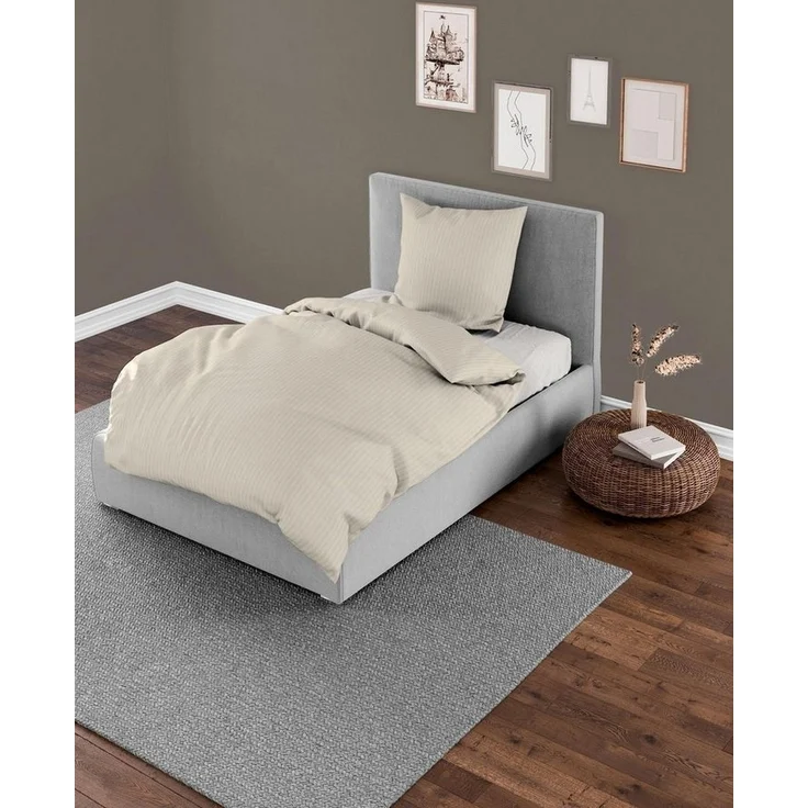 MONDO Bettwäsche ATIP, 155 x 220 cm, Beige, Baumwolle, Interlock-Jersey, mit Reißverschluss – Bild 2
