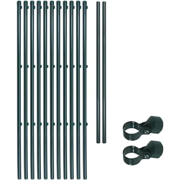 Zaunpfosten Zaunpfahl 11x Pfosten Set 2,35 m für Gartenzaun 34 mm Grün RAL 6005