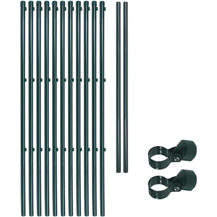 Zaunpfosten Zaunpfahl 11x Pfosten Set 2,35 m für Gartenzaun 34 mm Grün RAL 6005 – Bild 1