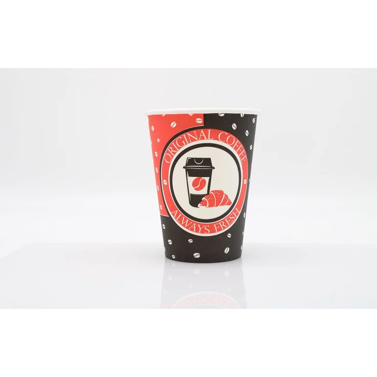 200x Kaffeebecher Always Fresh Papierbecher PE beschichtet 12 oz / 340ml Rot-Schwarz – Bild 2