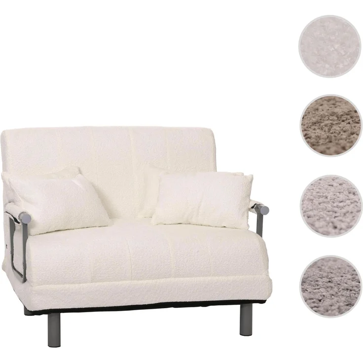 Mendler Schlafsessel HWC-K29, Klappsessel Schlafsofa Gästebett, Liegefläche 190x100 cm, Stoff Bouclé (500g/m²) ~ creme – Bild 10