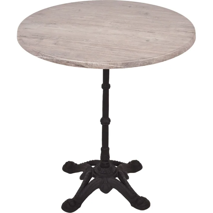 Bistrotisch Set Washington Pine 70cm Tischgestell Gusseisen schwarz Garten Tisch