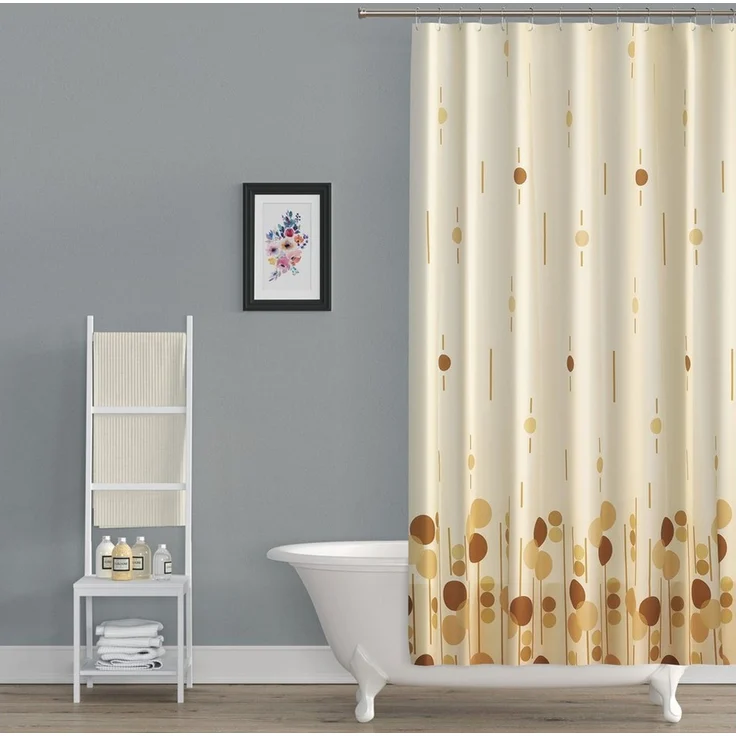 Ekershop Duschvorhang Textil Hel & Dunkel Braun Beige für Duschstange Breite 240 cm (inkl. Ringe), Höhe 200 cm, wasserabweisend, waschbar, bügelbar – Bild 4
