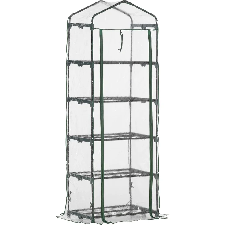 MELAYR, Gewächshaus für den Außenbereich mit 5-stufigen Regalen, 69 x 49 x 193 cm, Transparent – Bild 1