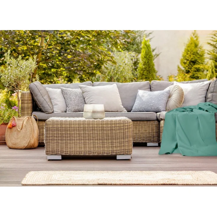 Baumwoll Waffelpiqué Decke petrol 75 x 120 cm – Bild 3
