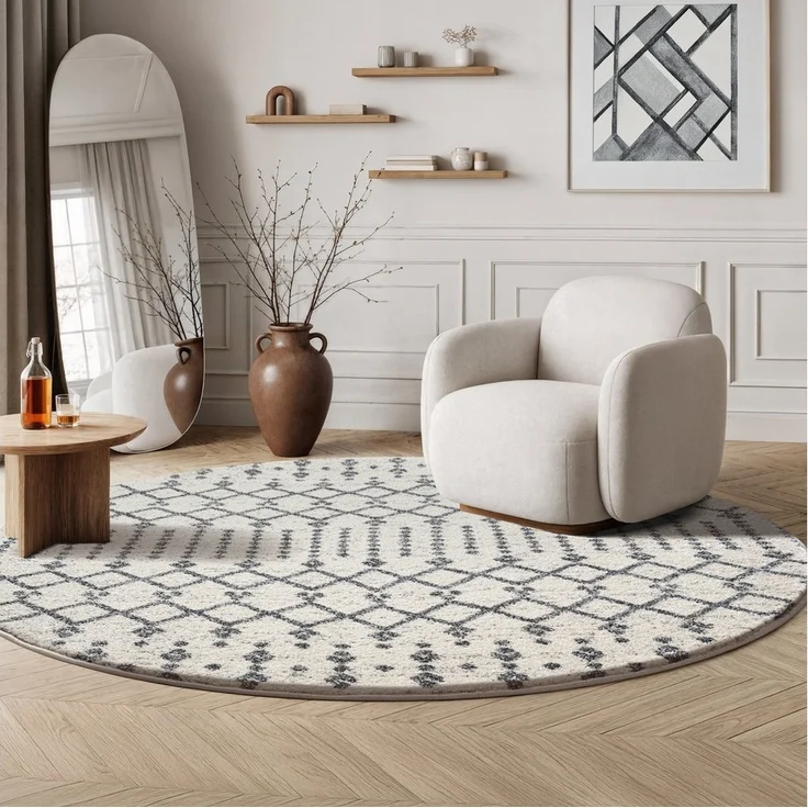 Sanat Teppich Boho 8203, rund, Höhe: 10 mm, Kurzflor, robust, Boho, Scandic, für Fussbodenheizung geeignet – Bild 5