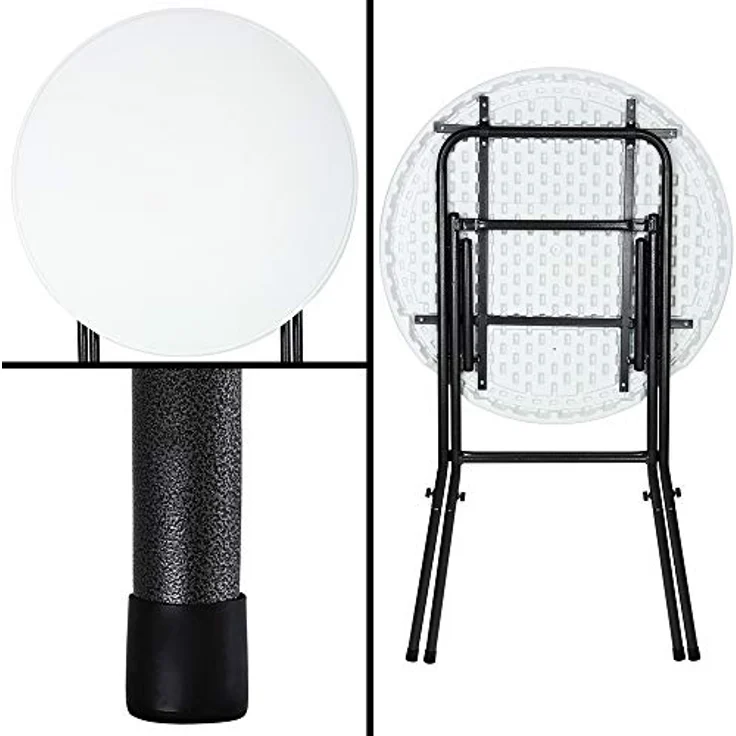 Casaria® Stehtisch 2er Set Klappbar Ø 72 cm Rund 110 cm Hoch Stabil Garten Wasserabweisend Metall Klapptisch Bistrotisch Partytisch Bar Biertisch Weiß – Bild 6