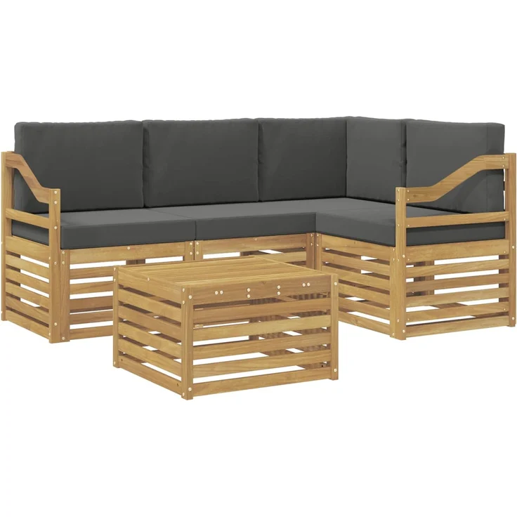 vidaXL Outdoor-Sofagarnitur 5 stk. Weiß und Anthrazit Polyester 3391812 – Bild 2
