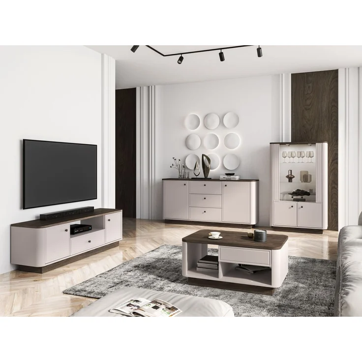 Selsey 'Vilavio' Sideboard 2-türig, 3 Schubladen, Kaschmir/Eicheoptik Dunkel, 180 cm – Bild 8