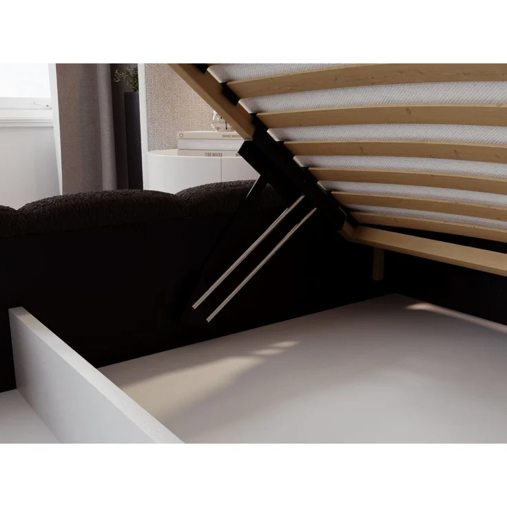 GRAINGOLD Modo Polsterbett 120x200, Doppelbett mit Kopfteil, groß Stauraum, Bouclé-Stoff, Schwarz – Bild 7
