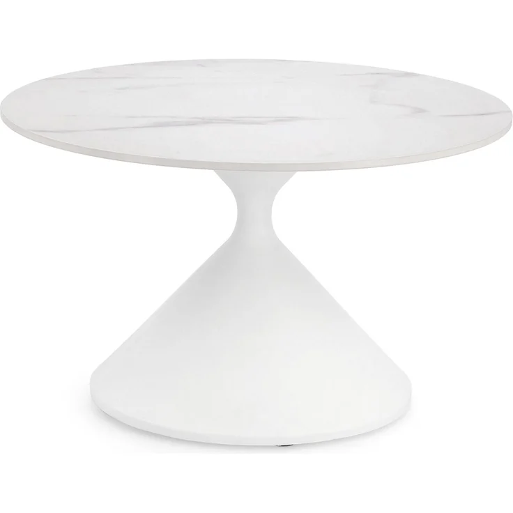 Couchtisch Joona Marmor-Optik, modern und rund, Weiß, Ø 70 cm, Metallgestell – Bild 1