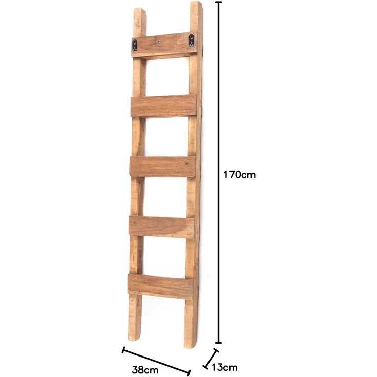 DESIGN DELIGHTS Regal LEITERREGAL "STEP 170", Mahagoni Holz, 170x35 cm, Pflanzenleiter – Bild 3