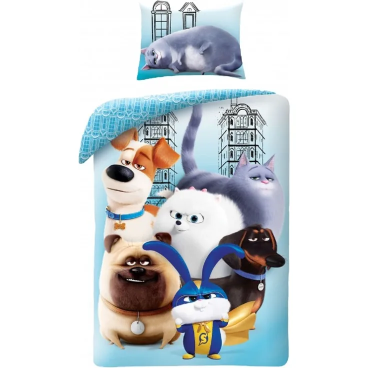 Secret Life Of Pets Bettwäsche Set aus Baumwolle Bettdeckenbezug 160 × 200 cm mit 70 × 80 cm Kissenbezug