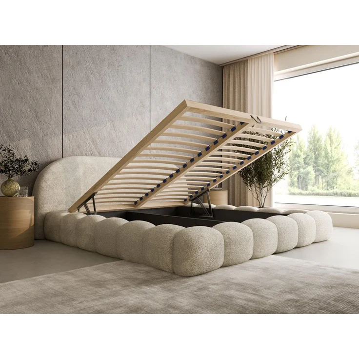Compleo Polsterbett OMBIS, Wolkenbett mit Bettkasten und Lattenrost, Designer-Bett, MADE IN EU – Bild 4