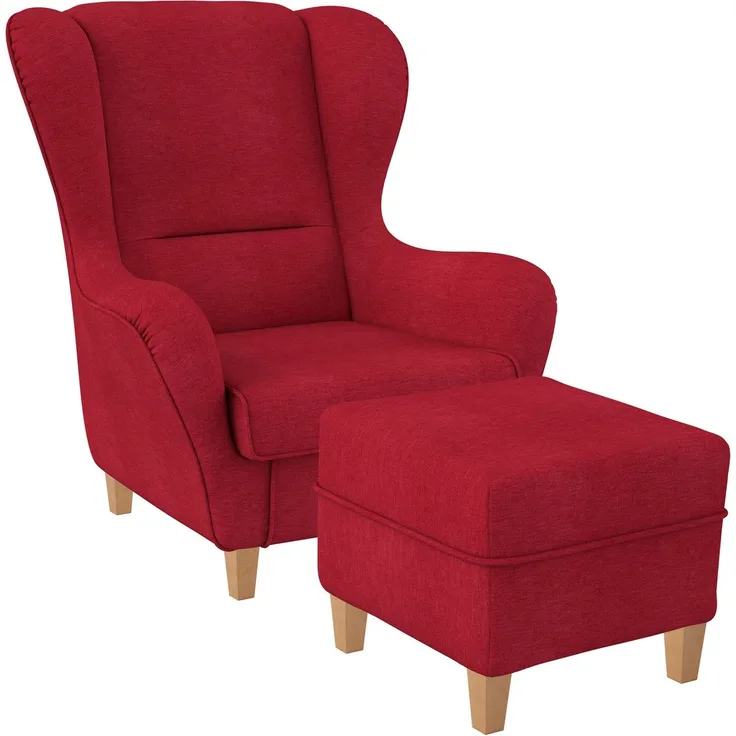 Supellex Sofia Ohrensessel mit Hocker | Design Vienna Rot