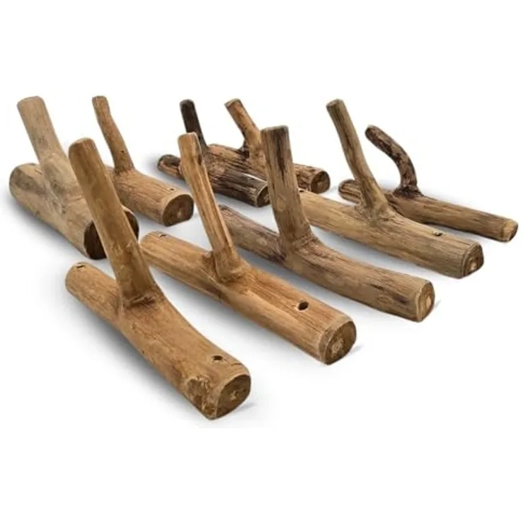 DESIGN DELIGHTS Wandgarderobe Garderobenhaken 9er Set LIMB, Holz massivholz Wurzel, Kleiderhaken,Wa